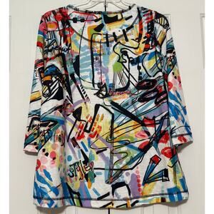 Ali Miles Abstract Print Knit Tunic, Size S